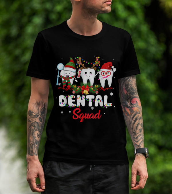 Dental Squad Christmas Tooth Trio Festive T-Shirt