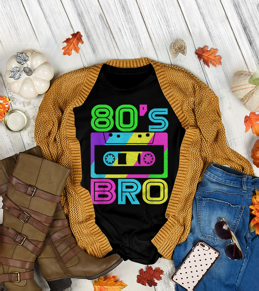 80s Bro 80's Party Cassette Retro Neon T-Shirt