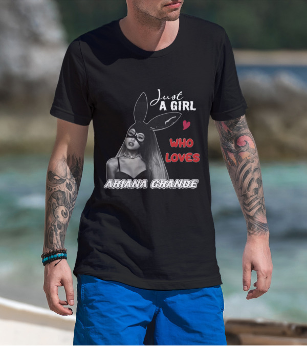 Just A Girl Who Loves Ariana Grande Bunny Mask Heart T-Shirt