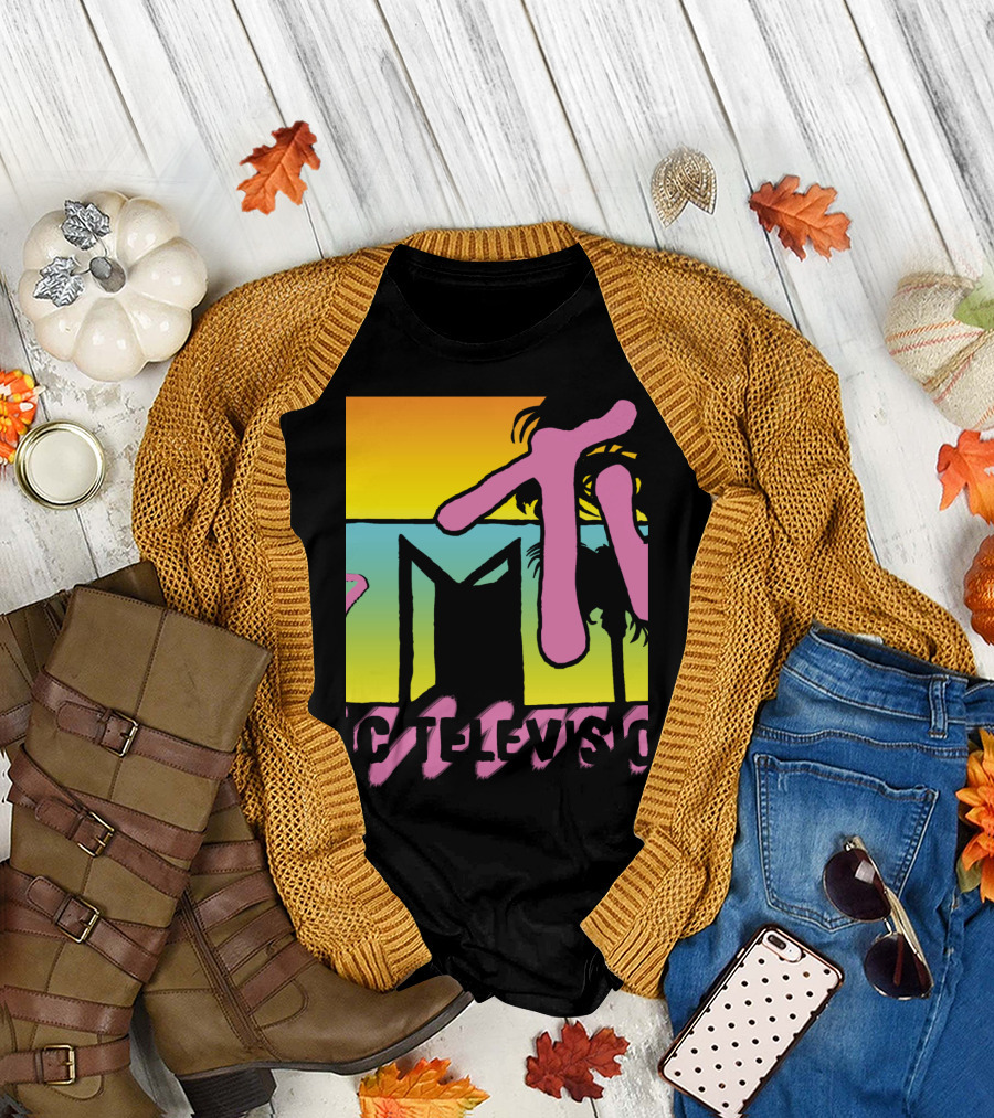 MTV Music Television Pink Tropical Sunset Spring Break T-Shirt