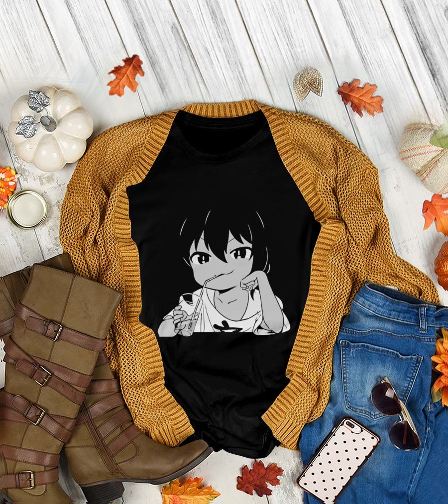Anime Manga Sweet Demon Girl Drinking Meme T-Shirt