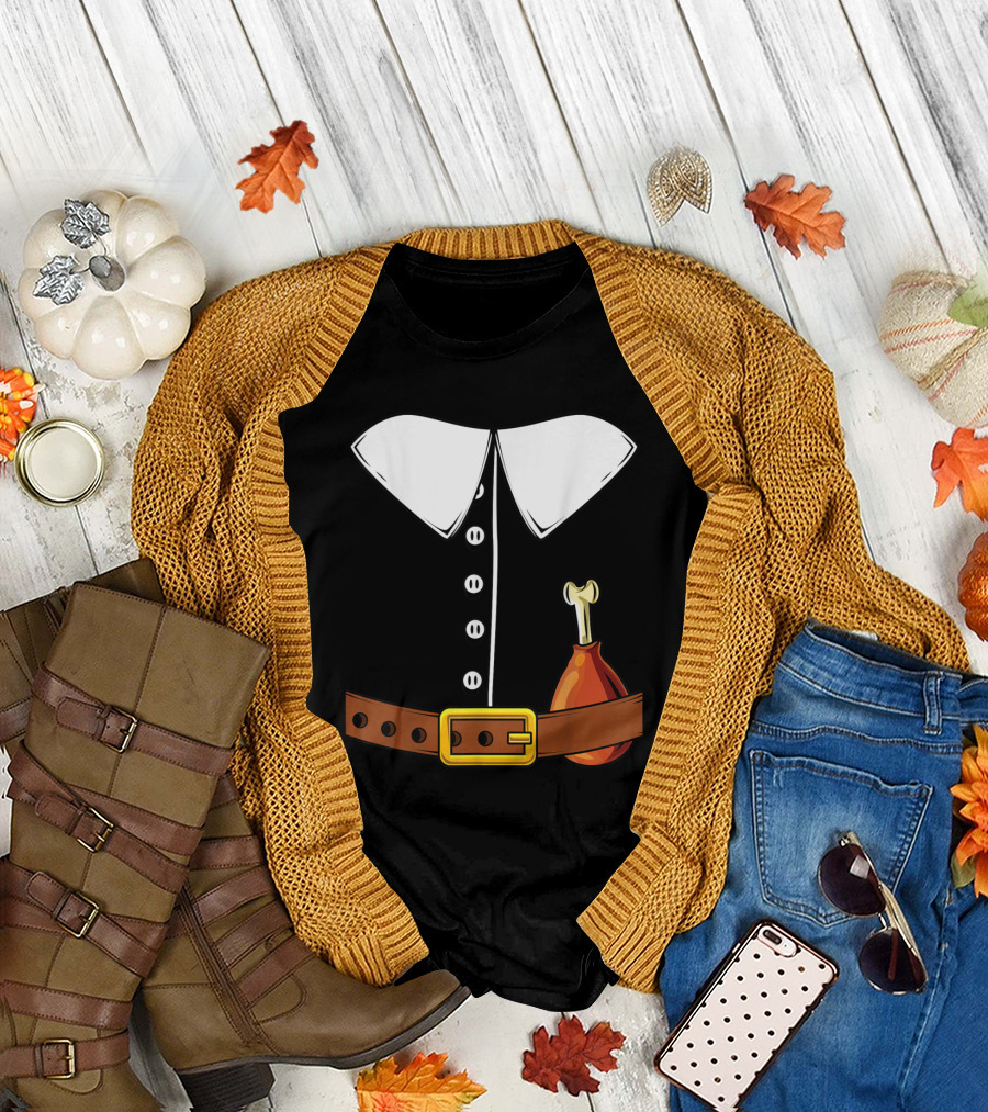 Pilgrim Costume Colonist Thanksgiving Turkey Day T-Shirt