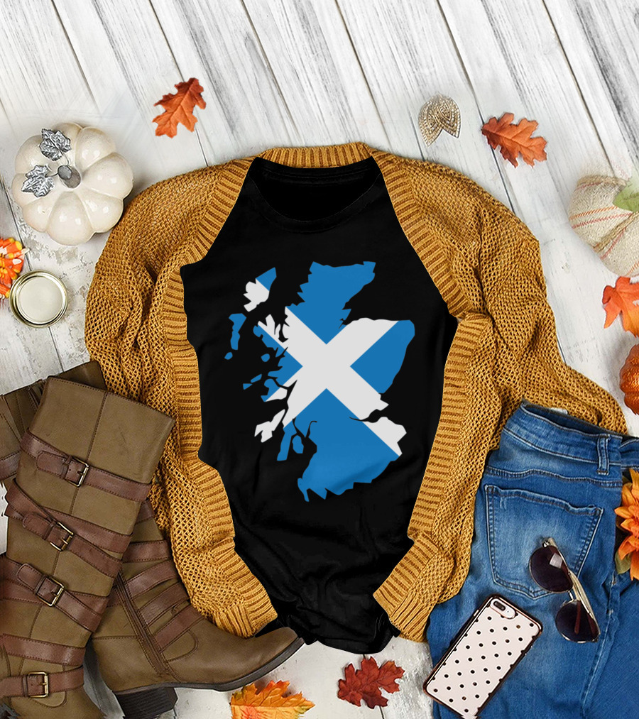Scotland Map Flag Saltire T-Shirt