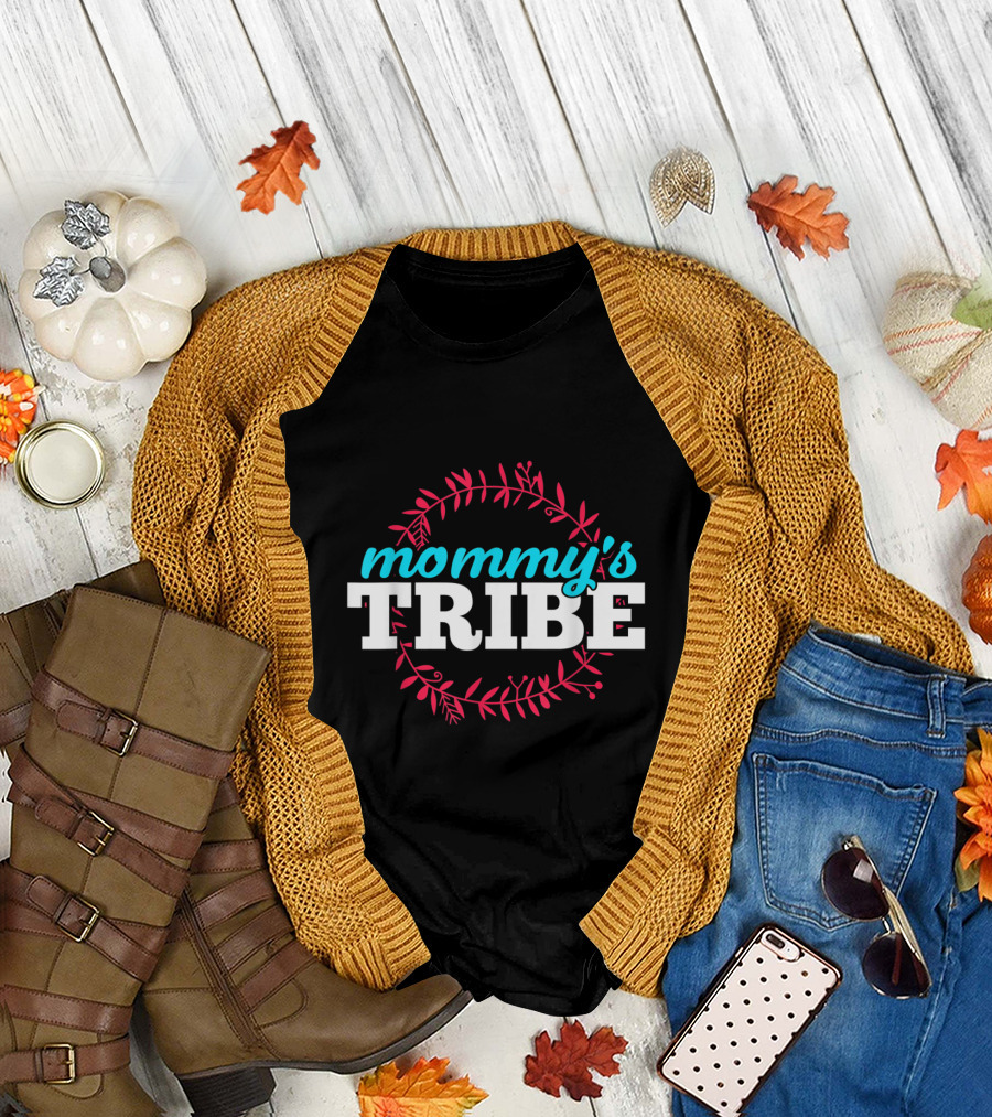 Mommy's Tribe with Cheerful Floral Circle T-Shirt