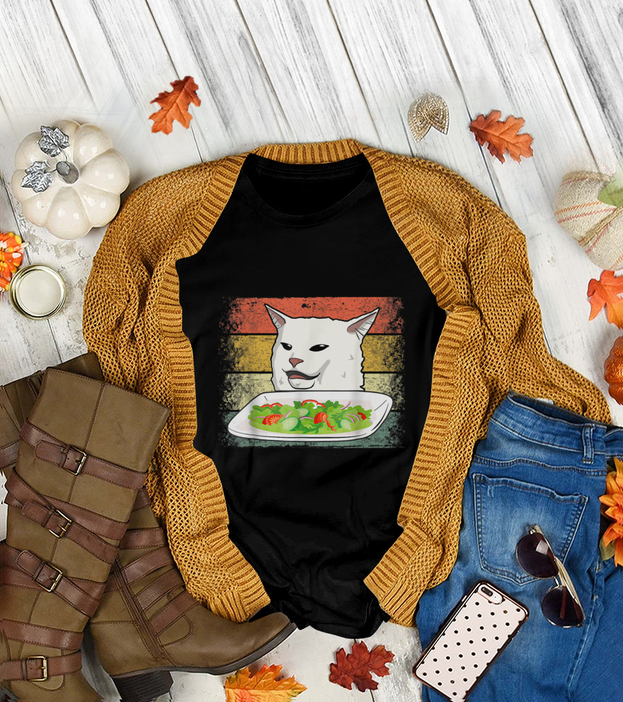Retro Smudge The Cat Sarcastic Meme Vintage Style Salad T-Shirt