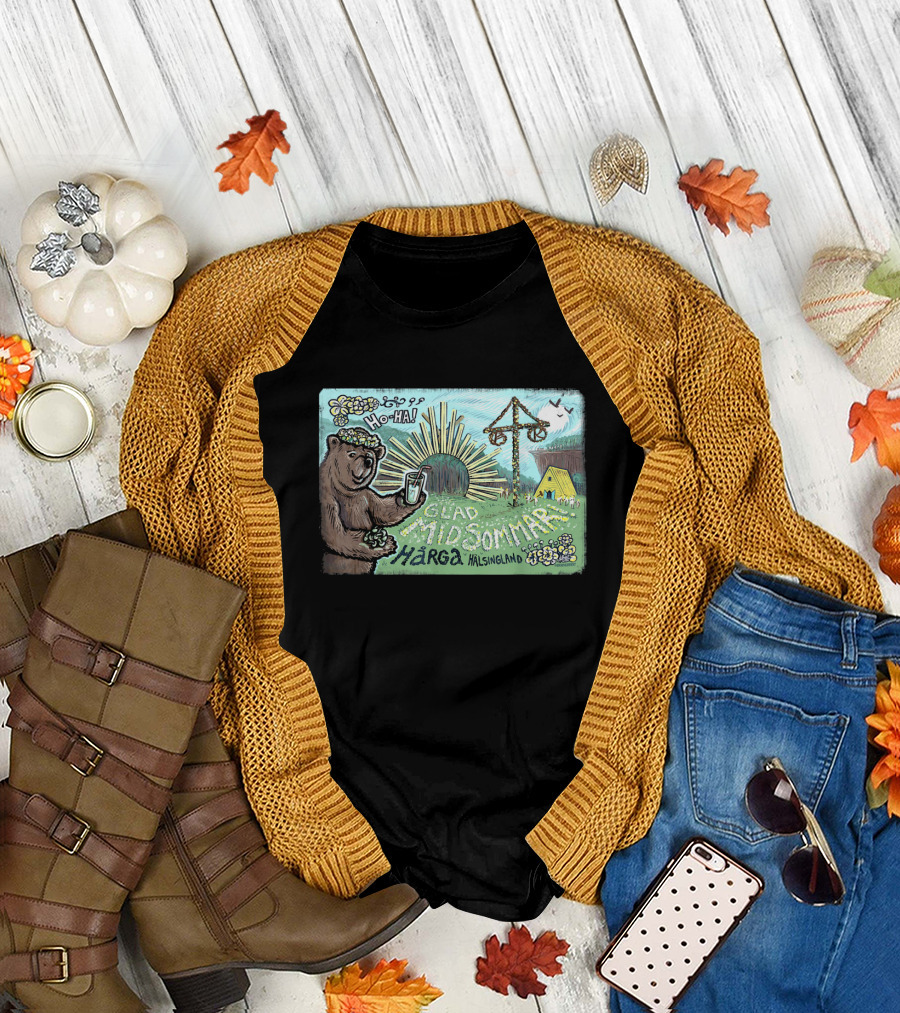 Glad Midsommar Hårga Hälsingland Ho-Ha Bear Scene T-Shirt