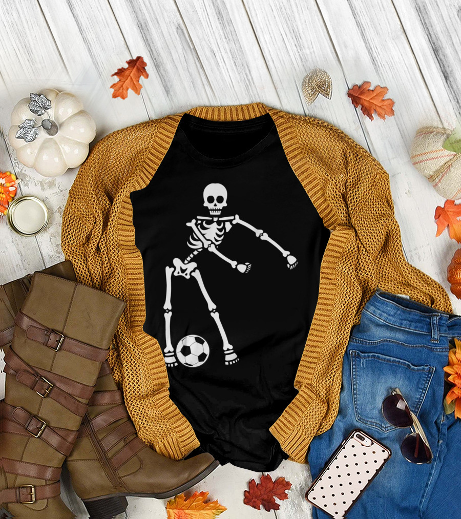 Flossing Skeleton Soccer Dance with Ball T-Shirt