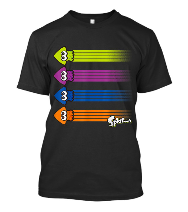 Splatoon Inkling Team Squid Color Streaks Green Purple Blue Orange T-Shirt