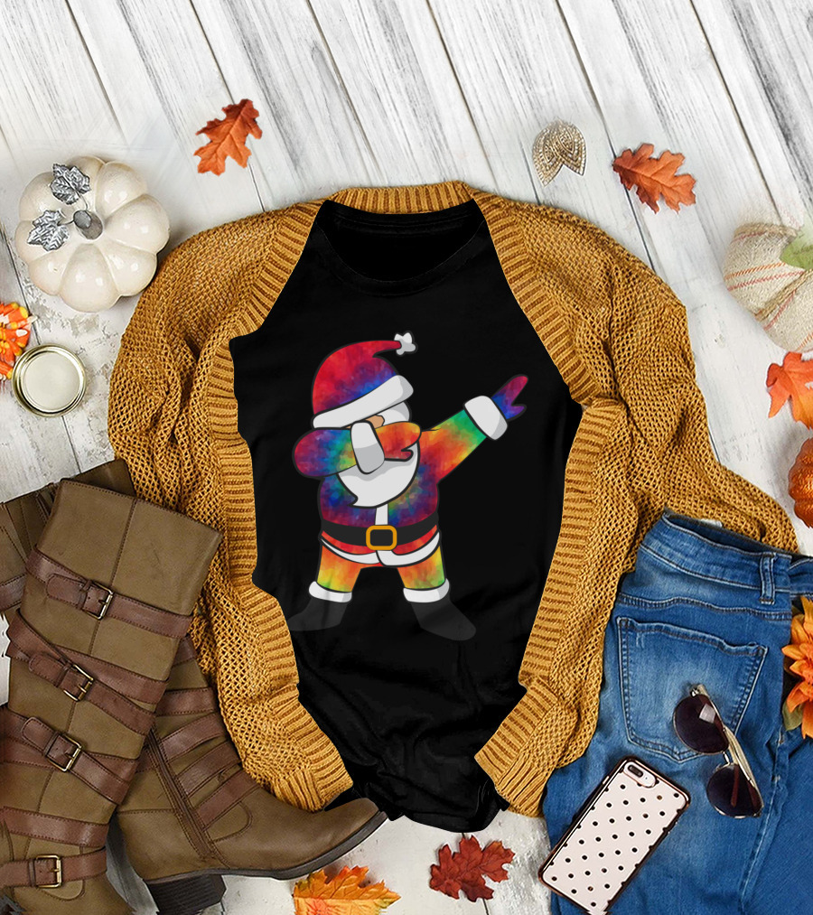 Dabbing Santa Tie Dye Christmas Dab Rainbow Santa Claus T-Shirt