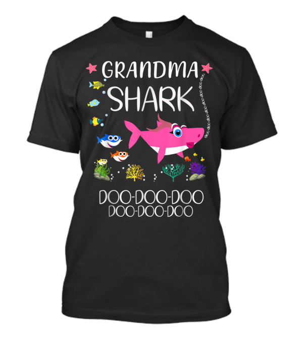 Grandma Shark Doo Doo Doo Doo Doo Family Matching Pink Shark T-Shirt