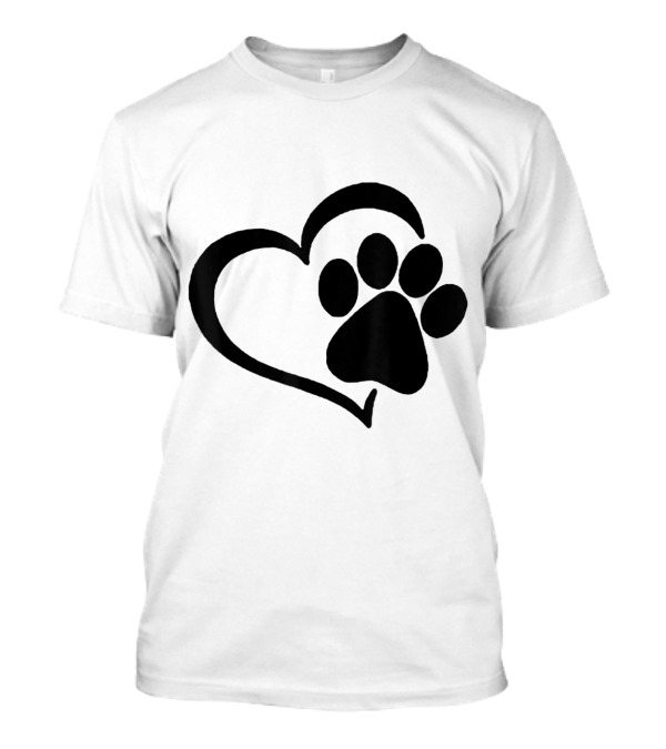 Heart Paw Print I Love Dogs Puppy Heart Paw T-Shirt