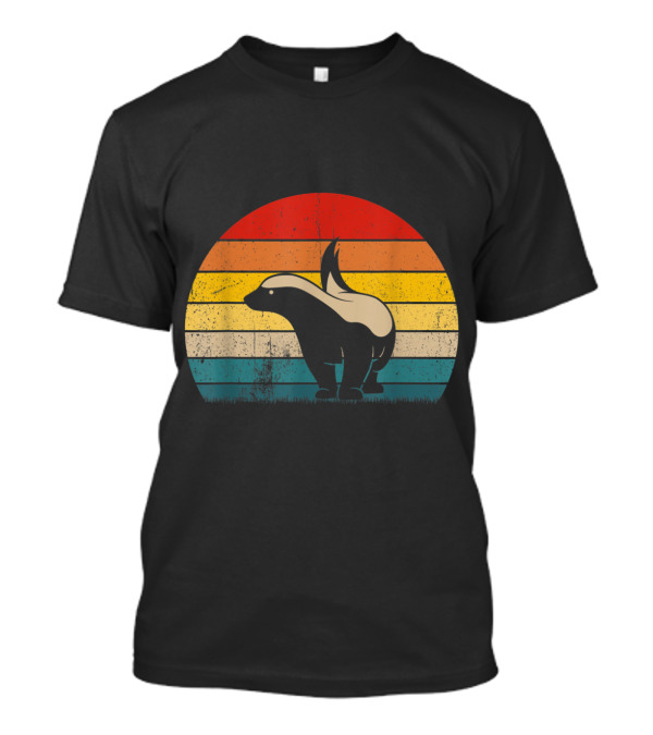 Vintage Honey Badger Rainbow Stripe Animal Retro T-Shirt