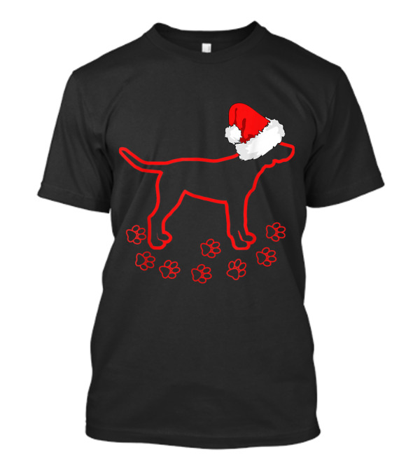 Labrador Christmas Dog Footprint Santa Hat T-Shirt