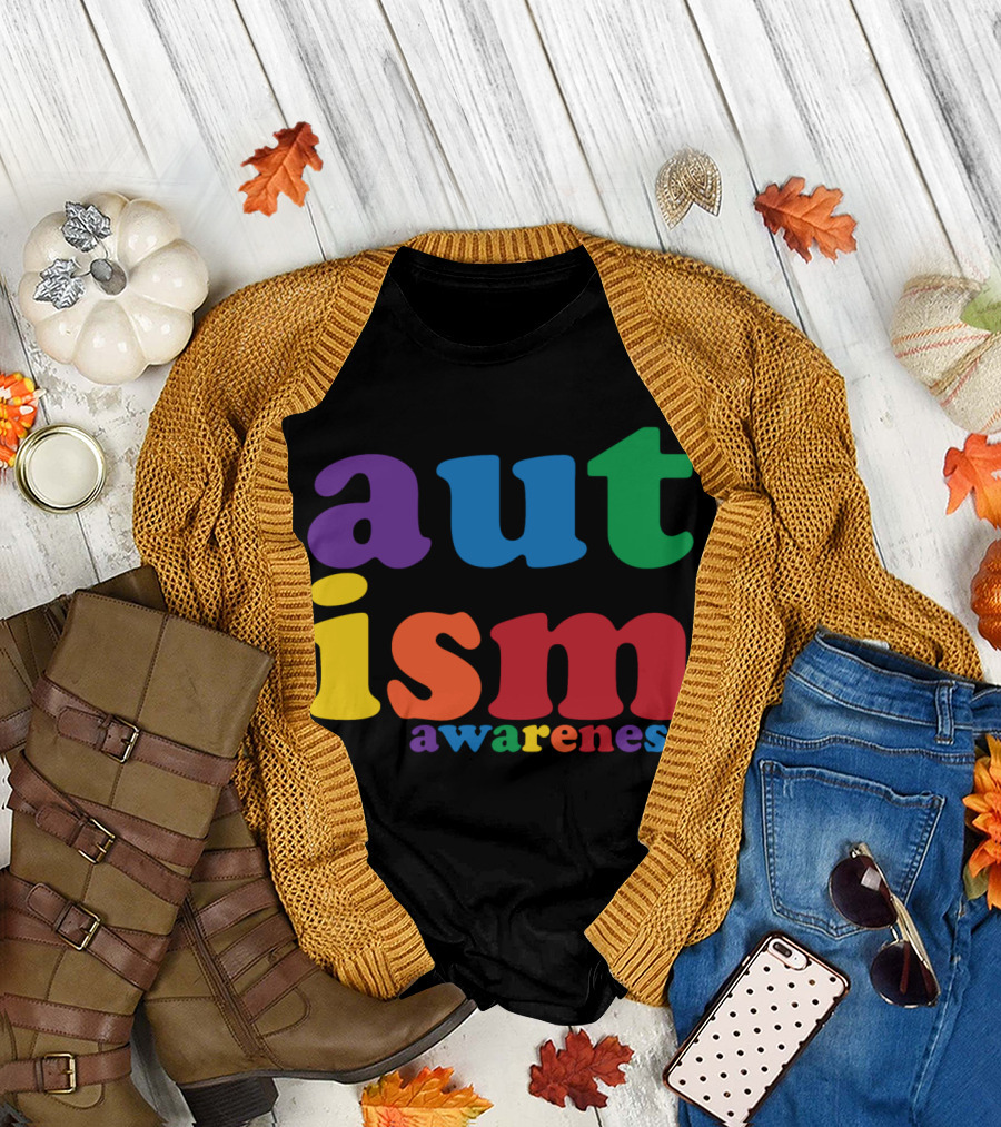 Autism Awareness Multicolored Letters Men's T-Shirt
