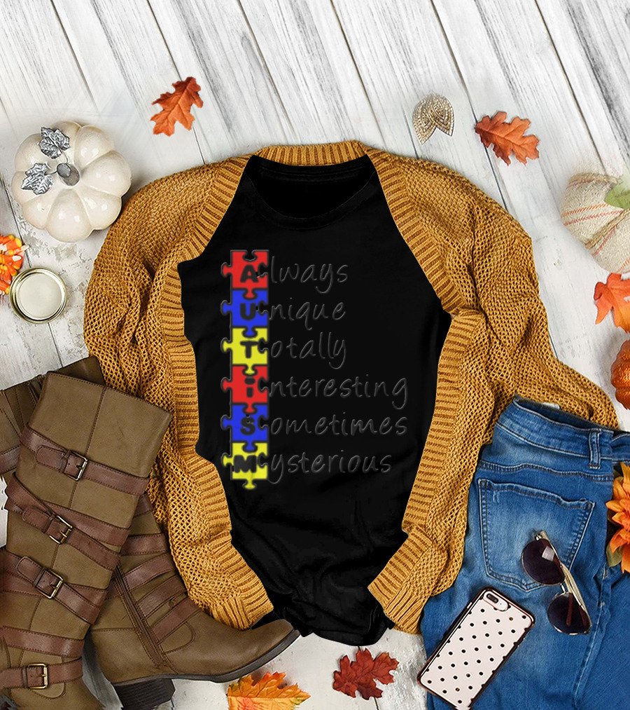 AUTISM DAD Always Unique Totally Interesting Sometimes Mysterious Acid Wash T-Shirt