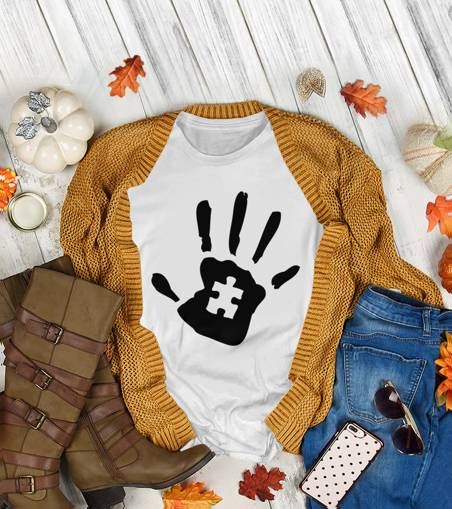 Autism Puzzle Piece Handprint T-Shirt