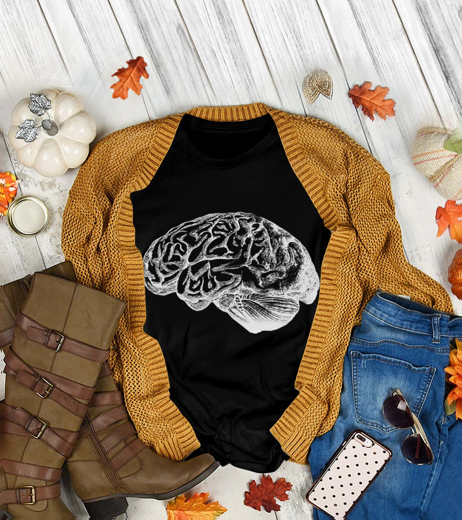 Brain Anatomy Detailed Sketch Drawing T-Shirt