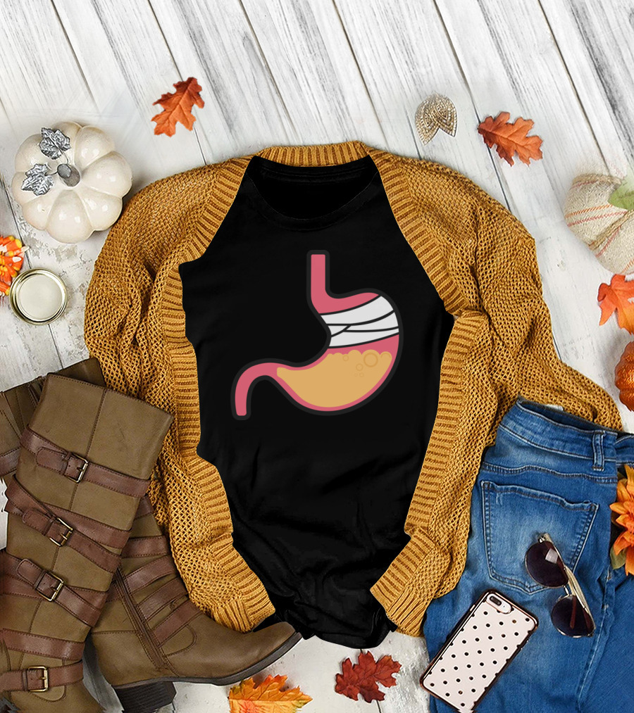 Bandaged Stomach Illustration with Digestive Bubbles T-Shirt