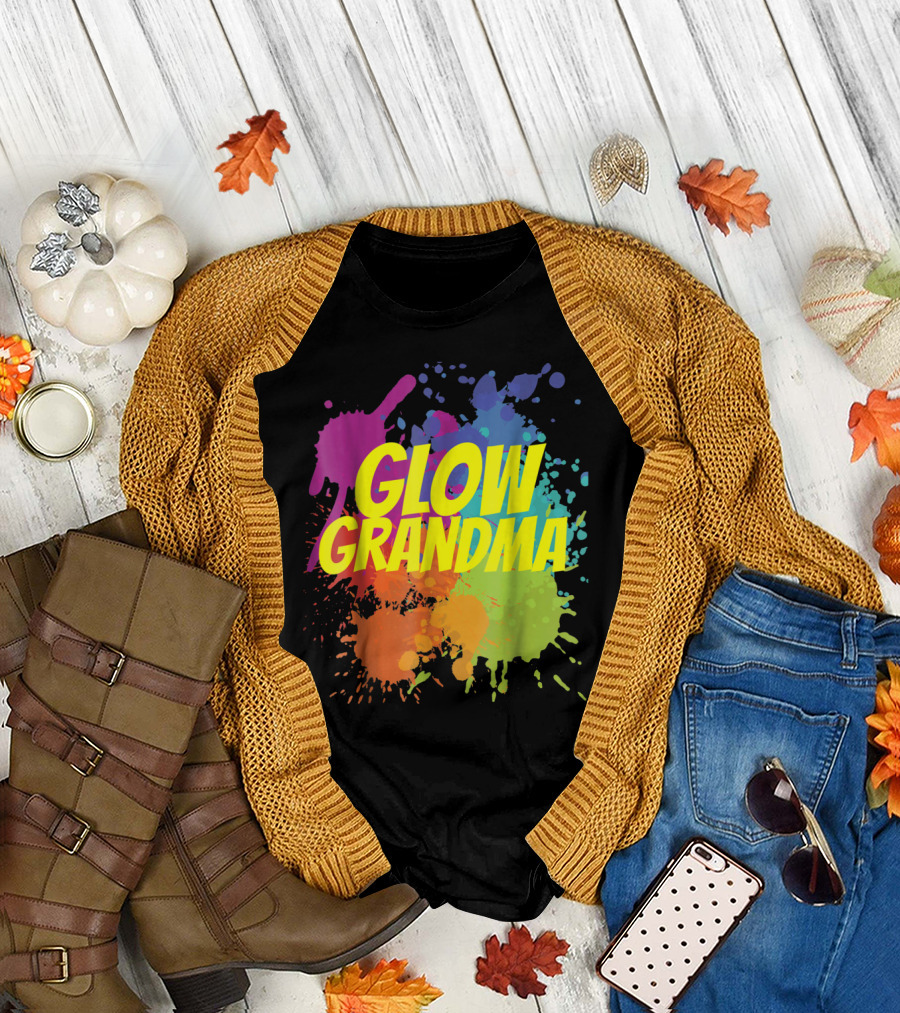 Glow Grandma Birthday Party Colorful Splatters T-Shirt