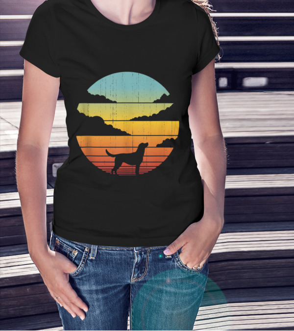 Labrador Retro Sunset Silhouette Vintage Style 60s 70s T-Shirt