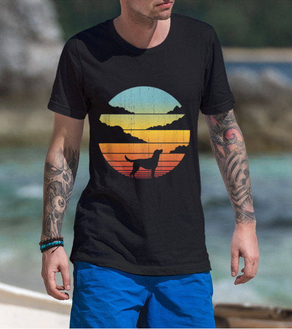 Labrador Retro Sunset Silhouette Vintage Style 60s 70s T-Shirt