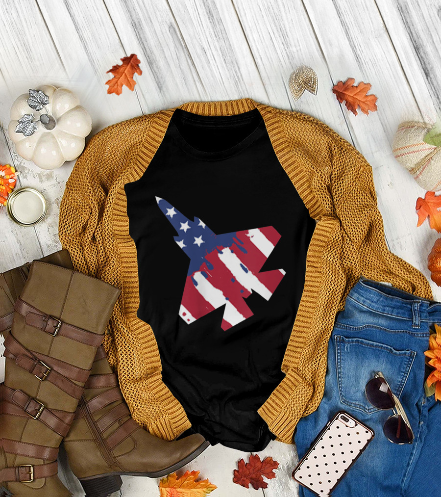 F 35 Lightning American Flag Jet Military Aircraft T-Shirt