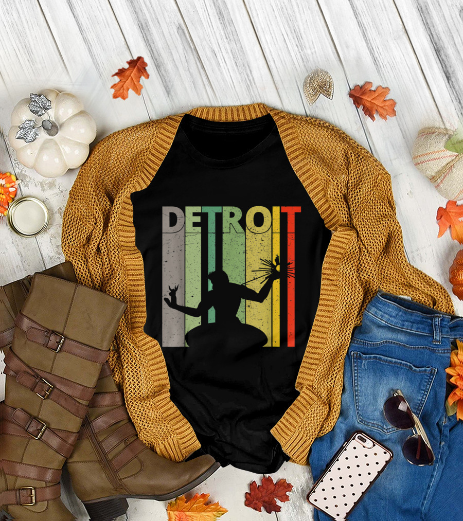 DETROIT Retro Vintage Spirit Multicolor T-Shirt