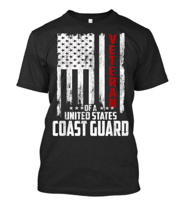 Veteran United States Coast Guard With Distressed American Flag T-Shirt