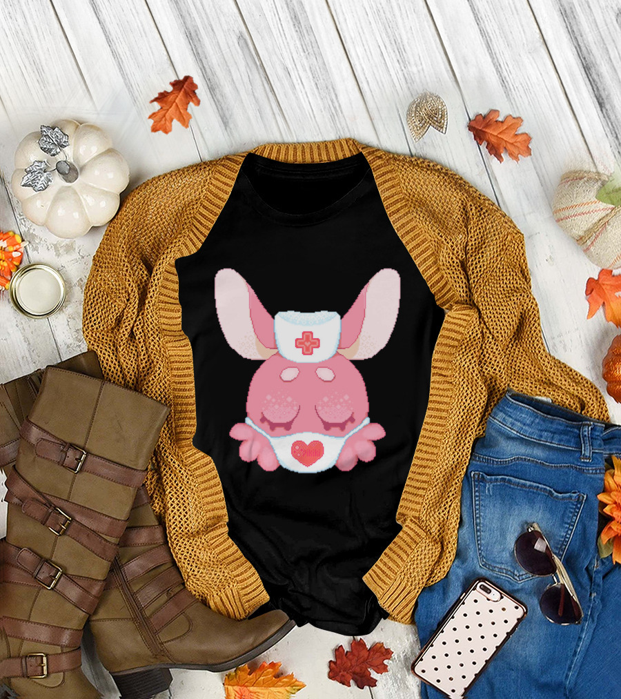 Bunny Nurse Heart Cross Mask Cute Pink Ears T-Shirt