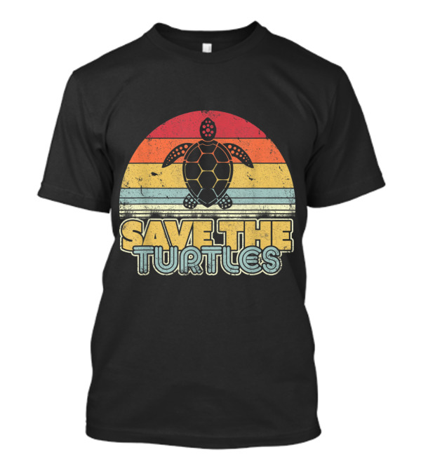 Save The Turtles Retro Style Turtle T-Shirt
