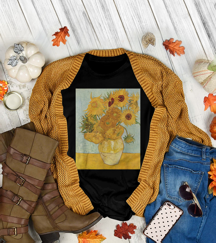 Van Gogh Sunflowers Vintage Womens Girls Fashion T-Shirt