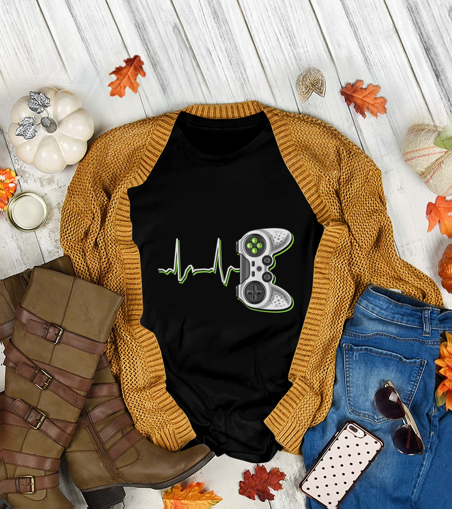 Video Gamer Heartbeat Game Controller T-Shirt