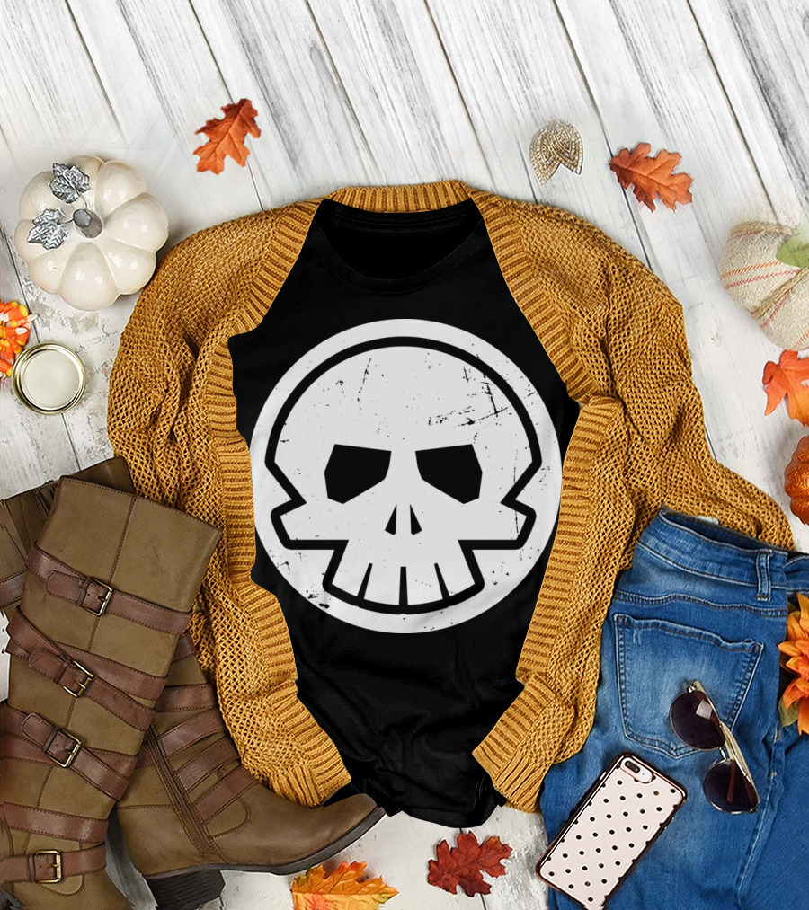 SKULL TOKEN Grunge Emblem White T-Shirt