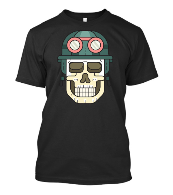 Skull With Military Helmet And Goggles T-Shirt