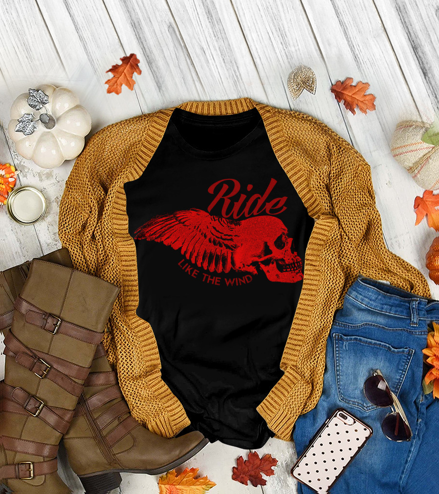 Ride Like the Wind Skull Wing T-Shirt