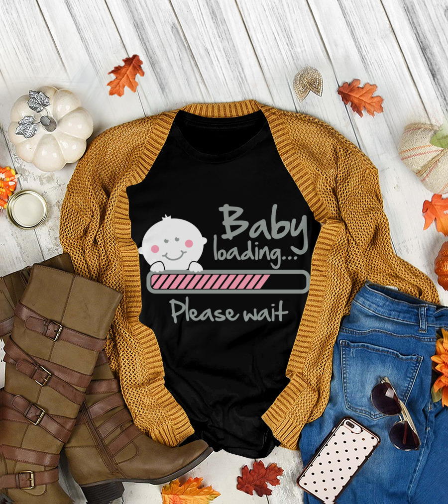 Baby Loading Please Wait Smiling Infant Graphics T-Shirt