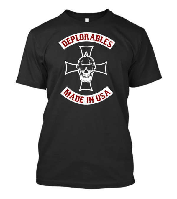 Deplorables Bikers Made In USA Skull With Cross Helmets For Trump Men's T-Shirt
