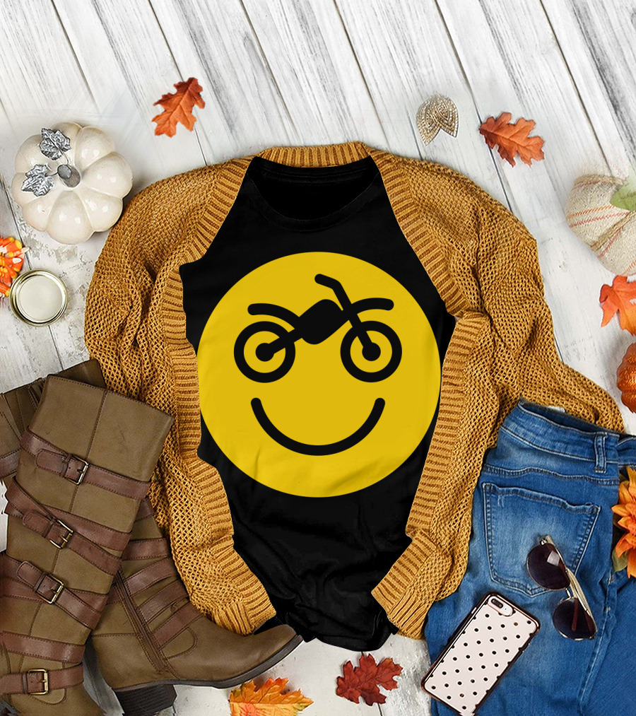 Happy Smiley Motorcycle Motocross Off the Road 2 T-Shirt