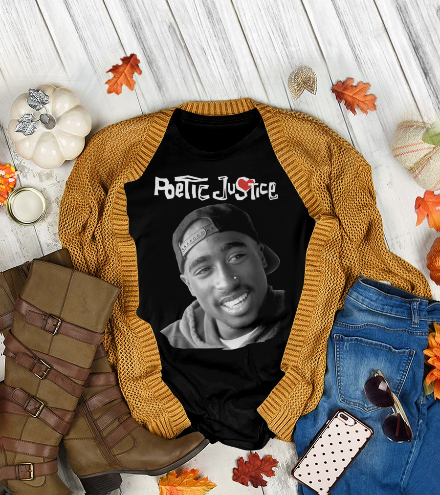 Poetic Justice Tupac Smiling Black Snapback T-Shirt