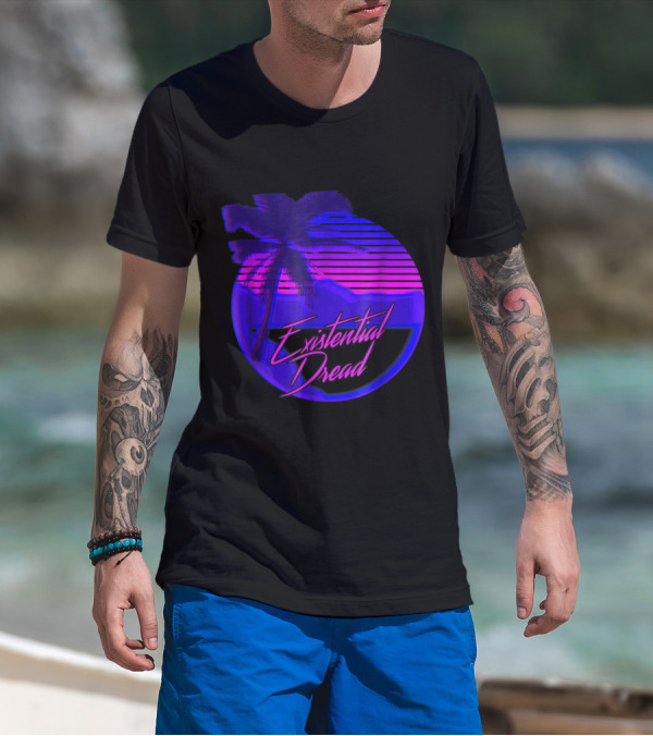 Vaporwave Existential Dreadwave Synthwave Palm Tree Aesthetic T-Shirt