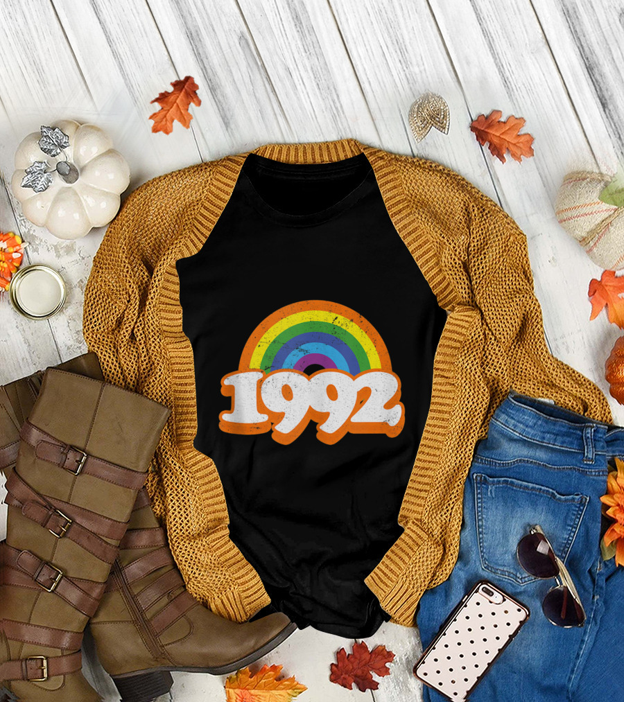 Vintage Rainbow 1992 Reunion College High School Class of 92 T-Shirt