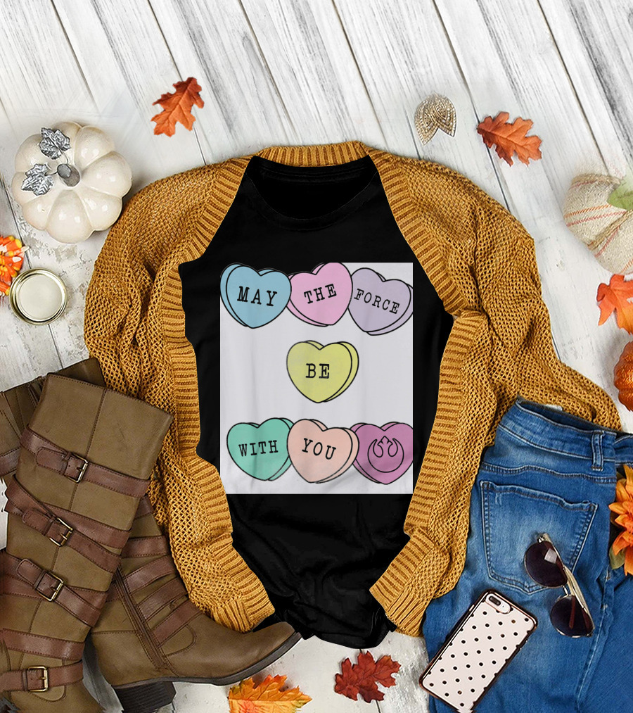 Star Wars Valentine's Candy Hearts May The Force Be With You T-Shirt