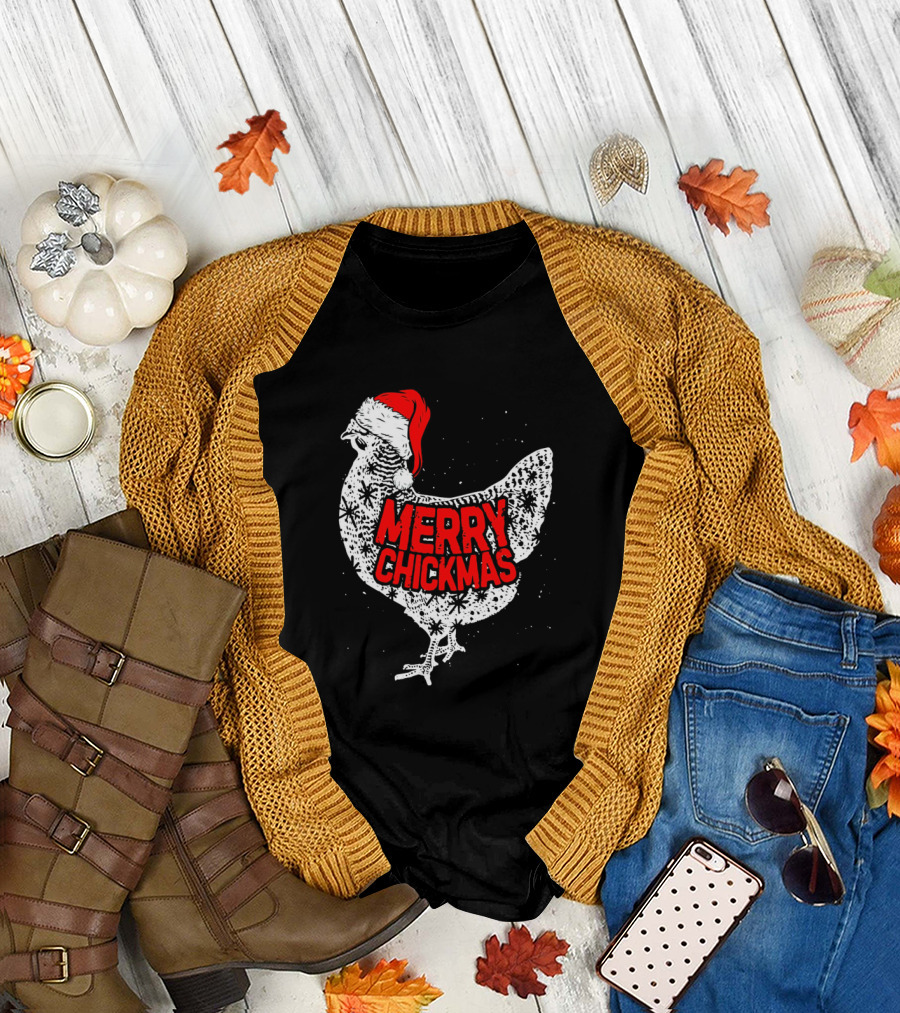 Chicken Christmas Merry Chickmas Santa Claus Festive Holiday Hen T-Shirt