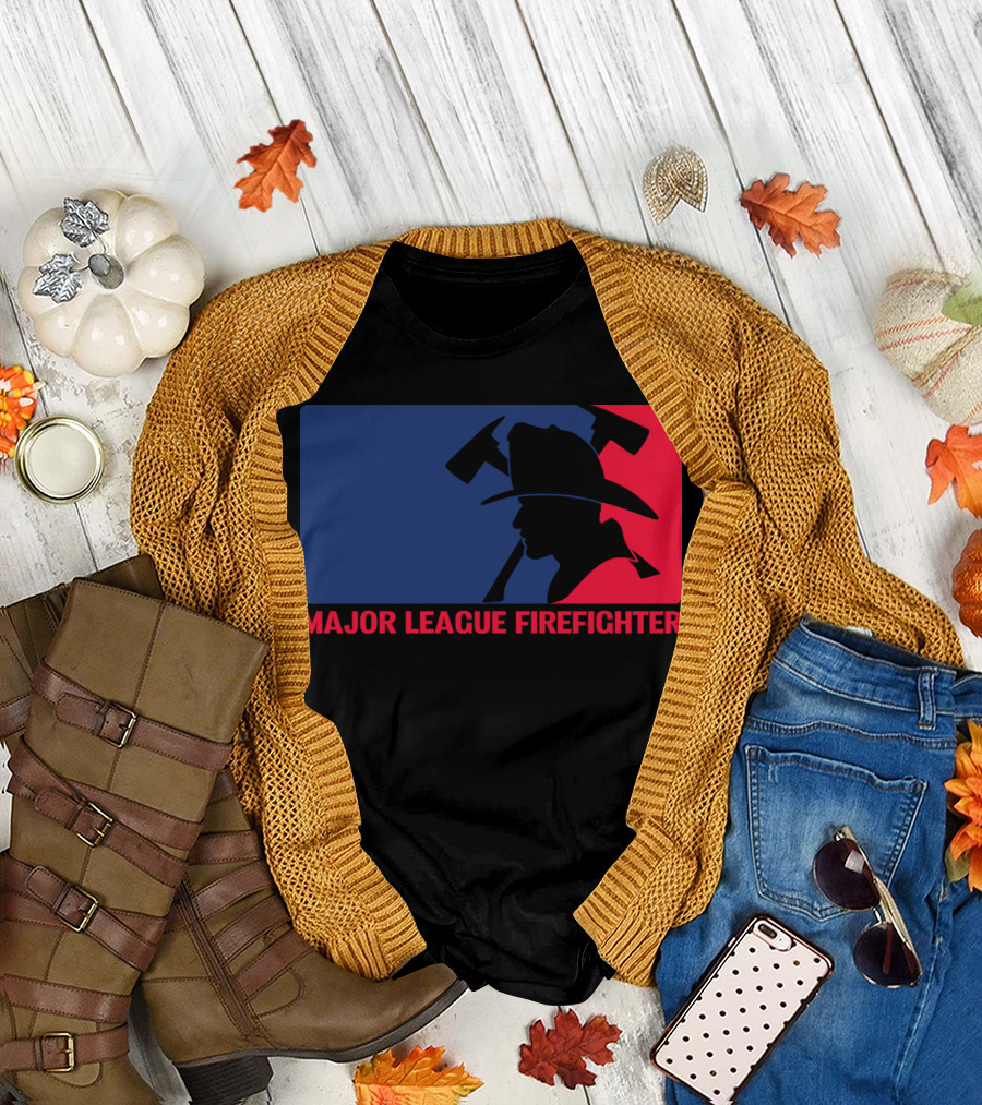 Major League Firefighter Silhouette with Iconic Fire Helmet and Axe T-Shirt
