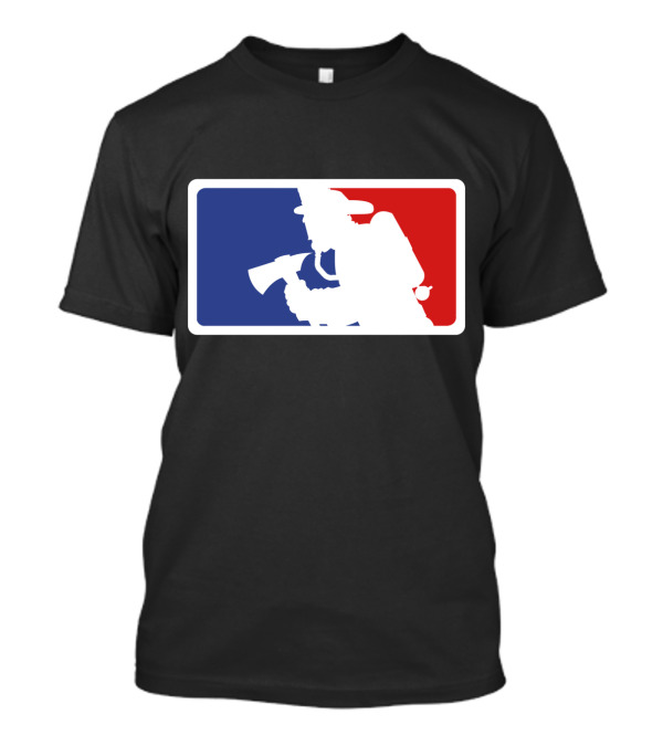 Firefighter Silhouette With Axe MLB Style Navy Firefighter T-Shirt
