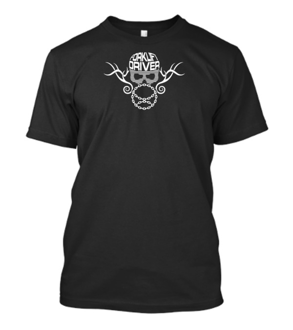 Forklift Driver Helmet Sunglasses Antlers Chain Beard Men's T-Shirt