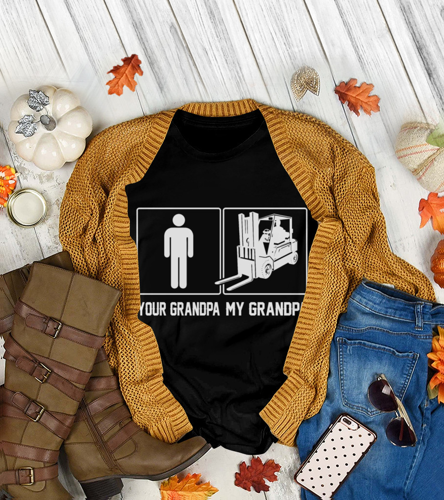 Your Grandpa My Grandpa Forklift Operator Men's Stick Figure Forklift Driver T-Shirt