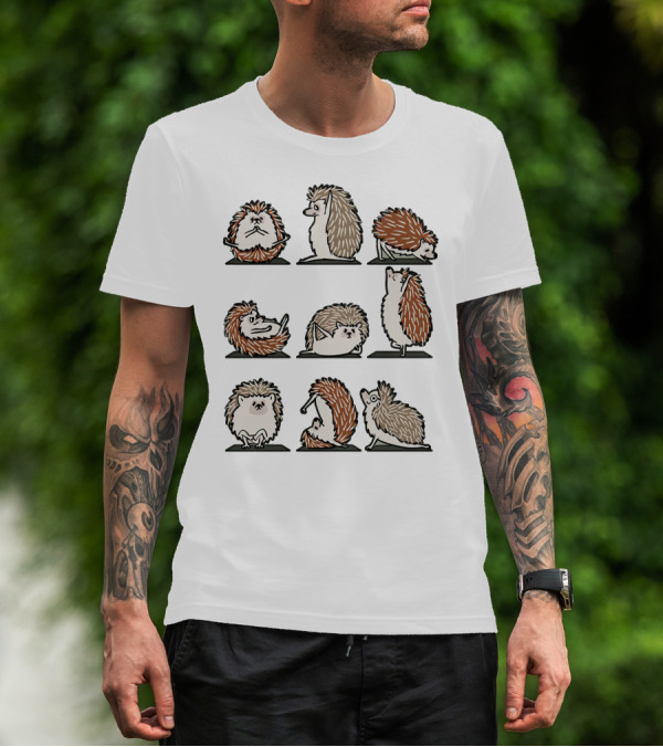 Hedgehog Yoga Poses Illustrated T-Shirt