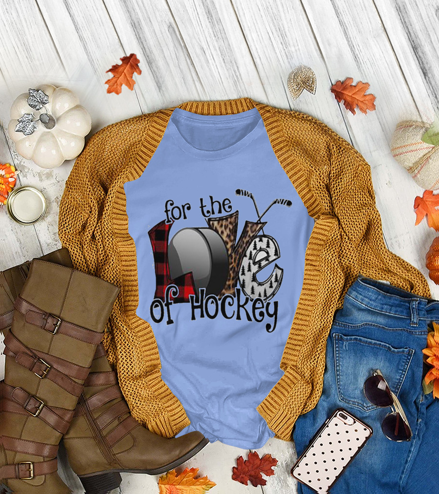 For The Love of Hockey Premium Text with Patterned Lettering T-Shirt