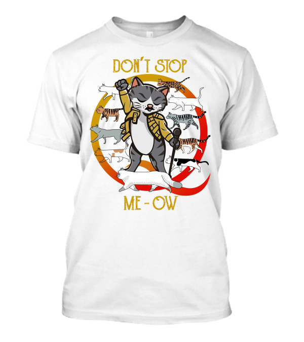Don’t Stop Meow Retro Cats With Microphone And Red Circle T-Shirt